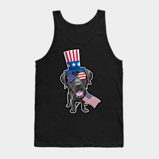 Labrador Uncle Sam Hat Sunglasses Usa Flag 4th Of July Tank Top